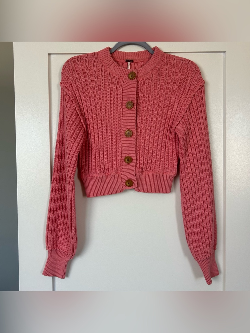 Free People All Yours Cropped Cardigan Pink Size Extra Small